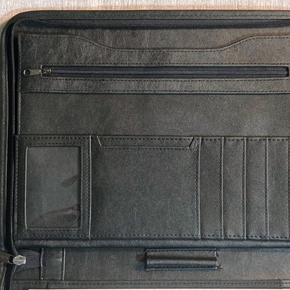 AIG Leeds Black Faux Leather Zip Around Organizer Portfolio Finance NEW - Picture 5 of 7